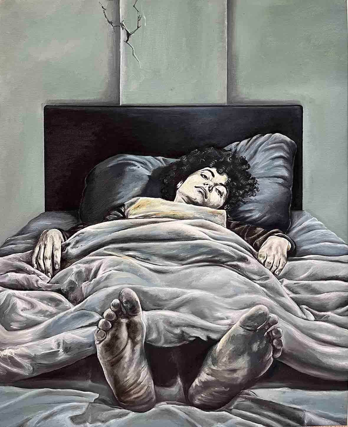 Don Ritchie’yi Beklerken, 2025, tuval üzerine yağlıboya, 59x48 cm.