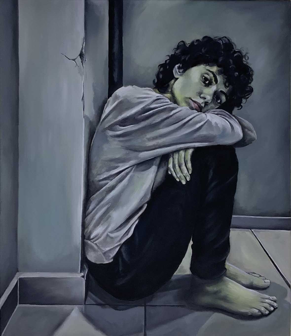 Sağlam, 2024, tuval üzerine yağlıboya, 70x60 cm.