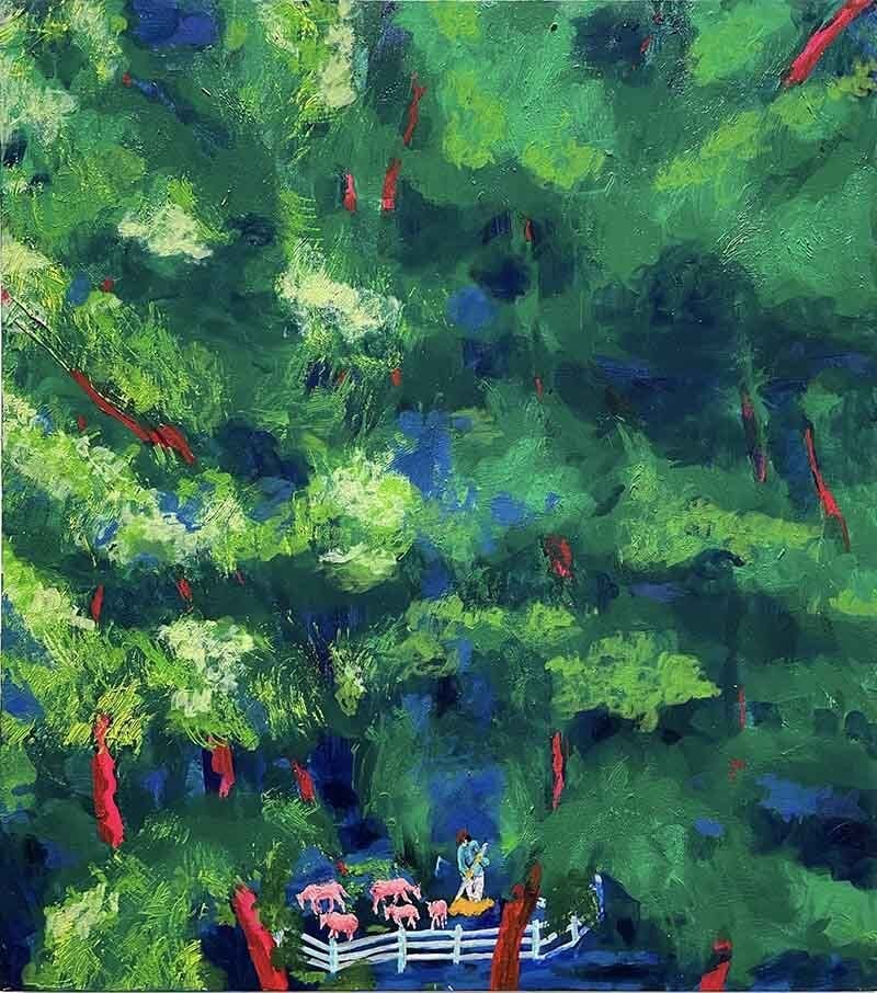 Akdeniz II, 2024, tuval üzerine akrilik boya, 80x90 cm.