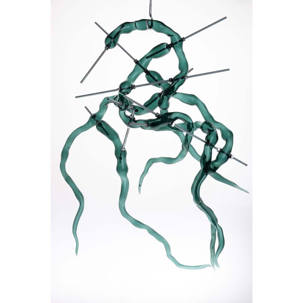 Yeraltı Eskizleri, 2025, cam, tij çubuğu, somun, Üfleme Tekniği, 50 x 65 x 25 cm.