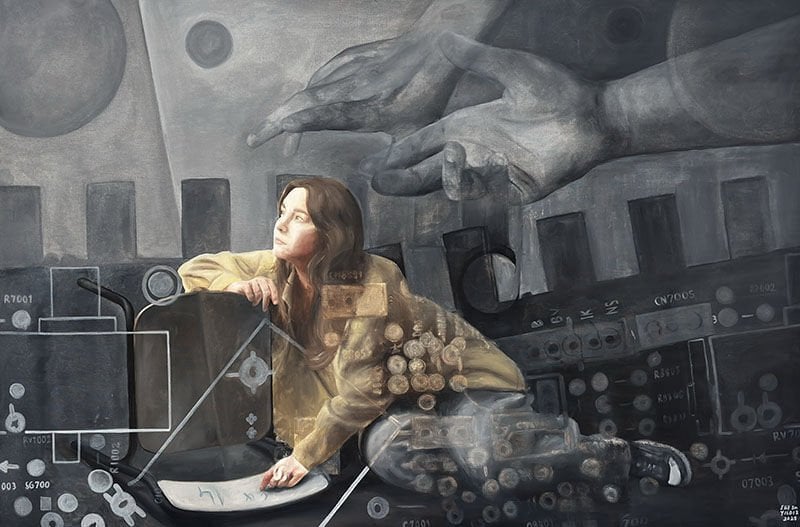 Onlar, 2025, tuval üzerine karışık teknik, 90x135 cm.