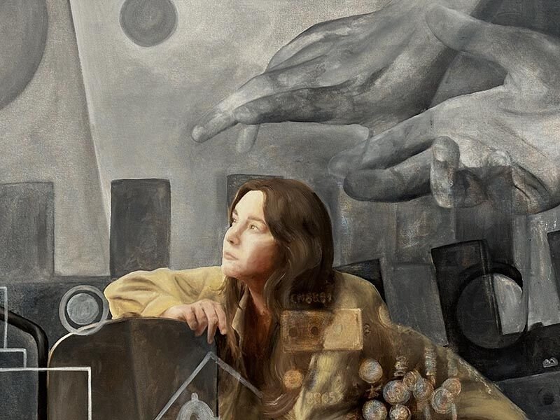 Onlar, 2025, tuval üzerine karışık teknik, 90x135 cm.
