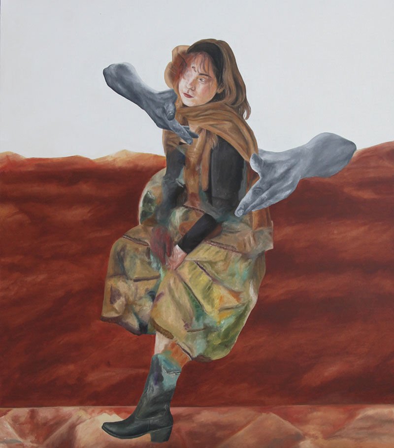 Düşüncesizce, 2025, tuval üzerine karışık teknik, 100x130 cm.