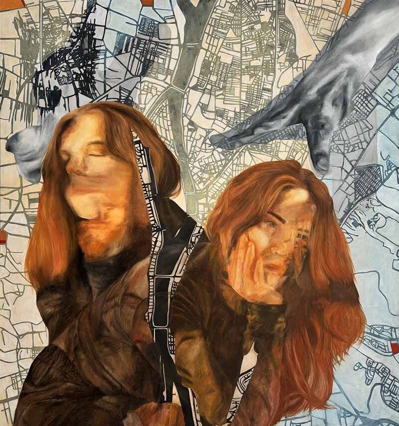 Oradalık, 2024, tuval üzerine karışık teknik, 120x130 cm.