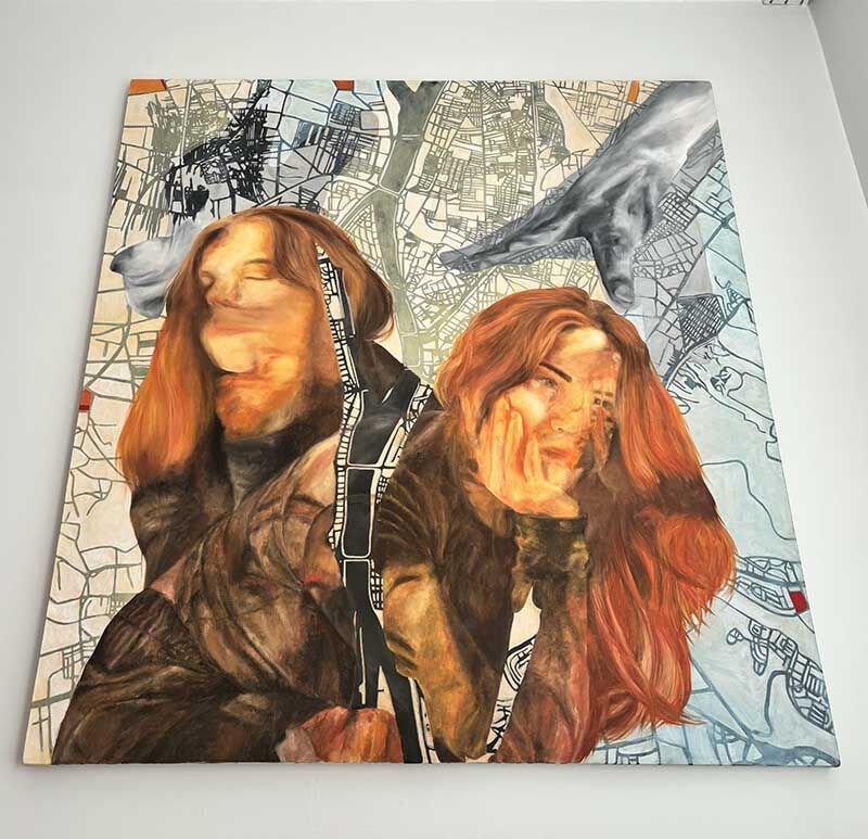 Oradalık, 2024, tuval üzerine karışık teknik, 120x130 cm.
