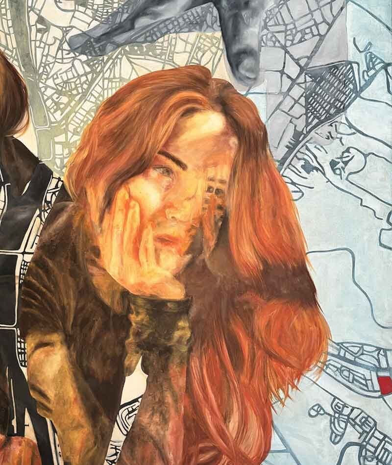 Oradalık, 2024, tuval üzerine karışık teknik, 120x130 cm.